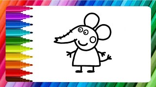 Peppa Pig 🐷 Dibuja y colorea un Emily Elephant Peppa pig 🐘 Aprende los colores 🌈 Dibujos Para Niños [upl. by Shotton]