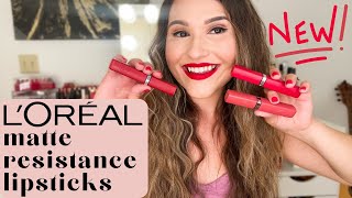 ✨NEW LOREAL LIQUID LIPSTICKS✨ lip swatches  first impressions [upl. by Eedia]