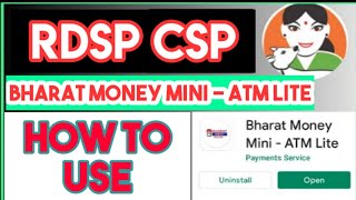 How to use Bharat money mini  ATM lite  Induslnd Bank csp Bharat money mini atm RdspCsp Micro ATM [upl. by Airamat]