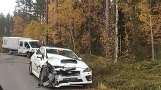 Solberg RecceCrash Rally Finland Huttunen scrutineering after crashTop cars and crews in town hall [upl. by Nnaerb]