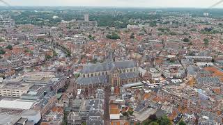 Haarlem Netherlands The Church of St Bavo is a Gothic temple Panoramic view of Haarlem city c [upl. by Rramaj]