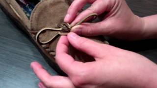 How to tie a rawhide slipper lace [upl. by Sine397]