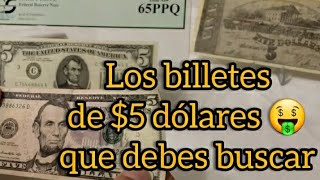 Billete de 5 dólares de Lincoln 💵 VALIOSOS y Series Especiales con estrella Precio  Sello de Color [upl. by Mccafferty299]