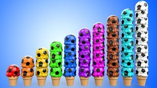 Ice Cream Scoops Soccer Balls to Learn Colors and Numbers for Kids  3D Toddler Learning Videos [upl. by Wendelina]