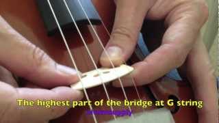 How to set up a violin bridge and tune a violin with a clip violin tuner [upl. by Ydwor]