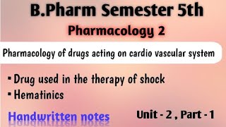 U2 part 1 Drug used in therapy of shock Hematinics sem 5th pharmacology [upl. by Fran]