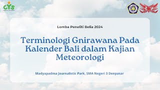 Terminologi Gnirawana Pada Kalender Bali dalam Kajian MeteorologiDwi CahyaraniSatria WibawaP [upl. by Bannerman229]