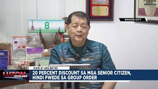 20 percent discount sa mga senior citizen hindi applicable sa group order [upl. by Adnouqal]