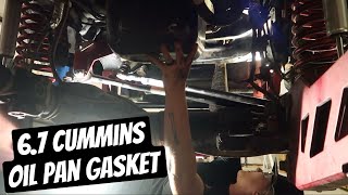 67 Cummins Oil Pan Gasket Replacement in 2017 Ram 3500 dually [upl. by Carnahan]