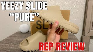 YEEZY SLIDE PURE REPS REVIEW [upl. by Ydassac]