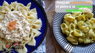 Pates au saumon fumé et pâtes à la crème aux courgettes idée de repas facile [upl. by Ignazio]