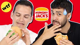 Aussies Try Each Others Hungry Jacks Order [upl. by Alaehcim]