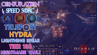 Diablo 4  Conjuration Teleport Sorcerer Vault Tier 100 Speed Clear Season 3 [upl. by Adnahcir]