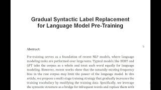 Gradual Syntactic Label Replacement for Language Model Pre Training [upl. by Puto613]