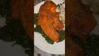 Tilapia mashed potatoes and spinach tilapia foodvlog girldinner cookingchannel subscribe fyp [upl. by Veronika]