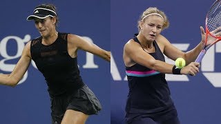 THE MUs BATTLE Muchova vs Muguruza US Open 2018  Nice rally [upl. by Ainatit]