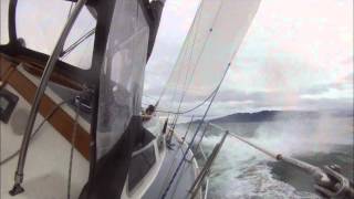 High wind sailing on Bellingham Bay  heavy weather on Horizen Nov 18 2012  Catalina 36 [upl. by Adohr]