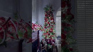 Red Christmas Tree and Mantel Design Red Snowflakes at Night  Ice White Lights  christmas 2024 [upl. by Baudoin]