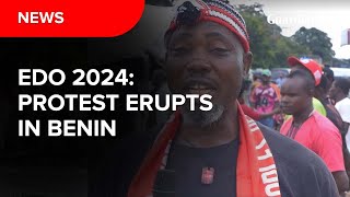 Edo 2024 After the announcement of 16 LGAs protest erupts in Benin City [upl. by Yesnel]