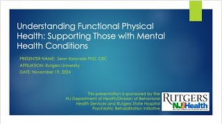 PREP Webinar Understanding Functional Physical Health Supporting Those w Mental Health Conditions [upl. by Noirod503]