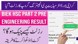 BIEK HSC Part 2 Pre Engineering Result 2024 Announced 2nd Year Result 2024 Karachi Board [upl. by Quincy]