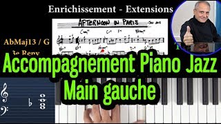 Cours daccompagnement jazz Comment enrichir les accords de main gauche au piano Tutoriel [upl. by Ileek]