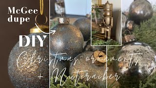 DIY Christmas ornaments  McGee Iron glass ornament dupe  Mercury glass  Antique brass Nutcracker [upl. by Notlim]