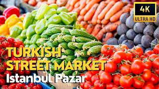 Istanbul Turkish Street Market 4K Walk in Kadikoy Sali Pazari 2024  Local Cheap Market Vibes [upl. by Amlev]