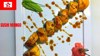 como hacer un delicioso sushi vegetariano con mango rápidamentegastronomía japonesa [upl. by Canter]