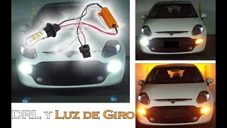 DRL y luces de Giro en el mismo foco para el Fiat Punto Switchback light [upl. by Llenej]