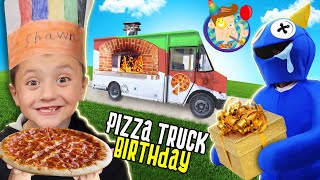 Shawns Flaming Hot Pizza Truck Birthday  Blues Huge Surprise Gift FV Family Vlog [upl. by Maretz]