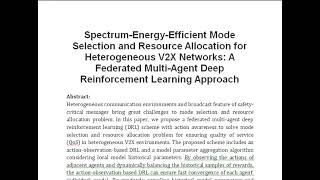 Spectrum Energy Efficient Mode Selection and Resource Allocation for Heterogeneous V2X Networks A F [upl. by Ciel]