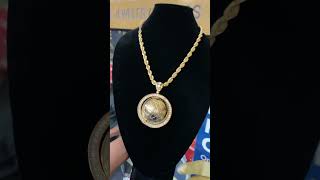 10k yellow gold solid 26” rope chain with big “The world is Mine” pendant [upl. by Adanar]