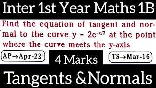 Inter 1st Year Maths 1BTangentsampNormalsmaths naresh eclass [upl. by Ballou665]