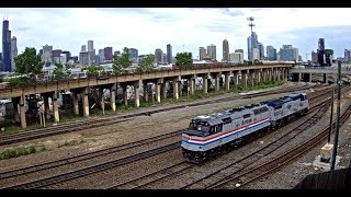 Railfanning Metra Amtrak and BNSF at Chicago IL MH Tower Webcam [upl. by Deuno]