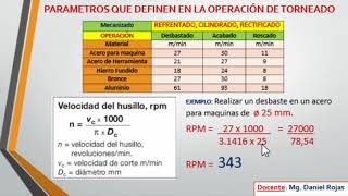 VELOCIDAD AVANCE Y PROFUNDIDAD DE CORTE EN EL TORNO 4°B [upl. by Freedman]