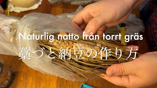 Naturlig natto från torrt gräs recept 藁づと納豆の作り方 [upl. by Melosa]