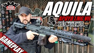 Apoyo ligero LMG AQUILA de SECUTOR   Review amp Gameplay   Airsoft Review en Español [upl. by Bonnee]