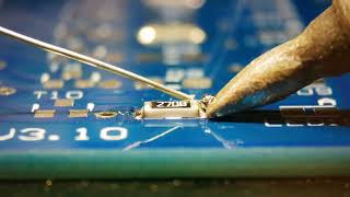 SMD Soldering tutorial  1206 SMD resistor install and removal [upl. by Reichert]