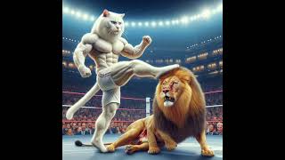 Cat And Lion Fight subscribe foryou shortvideo catvideos cat unfezzmyaccount [upl. by Keeryt]