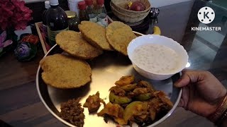 Dal Puri with tinde ki sukhi sabji tiffin recipe 🤤😋🙏🙏 [upl. by Adiesirb174]