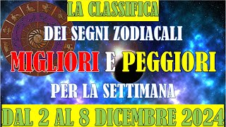 La Classifica dei Segni Zodiacali Migliori e Peggiori per la Settimana dal 2 al 8 Dicembre 2024 [upl. by Vandervelde987]