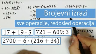 Brojevni izrazi za 4 i 5 razred sve operacije Redosled računskih operacija [upl. by Llednahc]