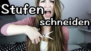 Haare selbst schneiden  STUFENSCHNITT  Lenas Lifestyle [upl. by Accebber785]