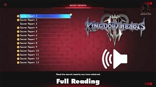 Kingdom Hearts 3  All Secret Reports ReadThrough [upl. by Yentnuoc]