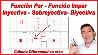 Cálculo Diferencial Clase 4 Función par e impar  Función inyectiva sobreyectiva y biyectiva [upl. by Mandell]