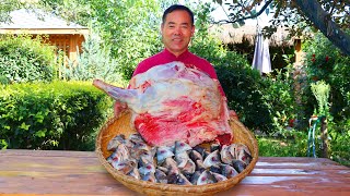 40 Fish Heads Stewed with A GIANT LAMB Leg Irresistibly Savory Clear Broth  Uncle Rural Gourmet [upl. by Aiotal370]