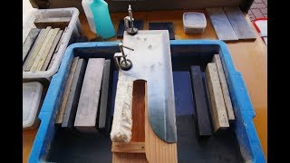 ♪楽しい刃物研ぎ♪ 蕎麦切包丁 研ぎ台新調！ Joyful Knife Sharoening I made a new SobaHocho sharpening base [upl. by Anelav991]