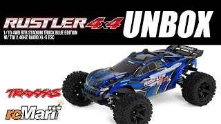 Traxxas Rustler 4X4 110 4WD RTR Stadium Truck Blue Edition Unbox [upl. by Samuela]