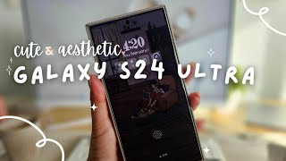 Samsung Galaxy S24 Ultra Aesthetic Unboxing amp Setup ☁️ Titanium Grey 512gb [upl. by Eelidnarb]